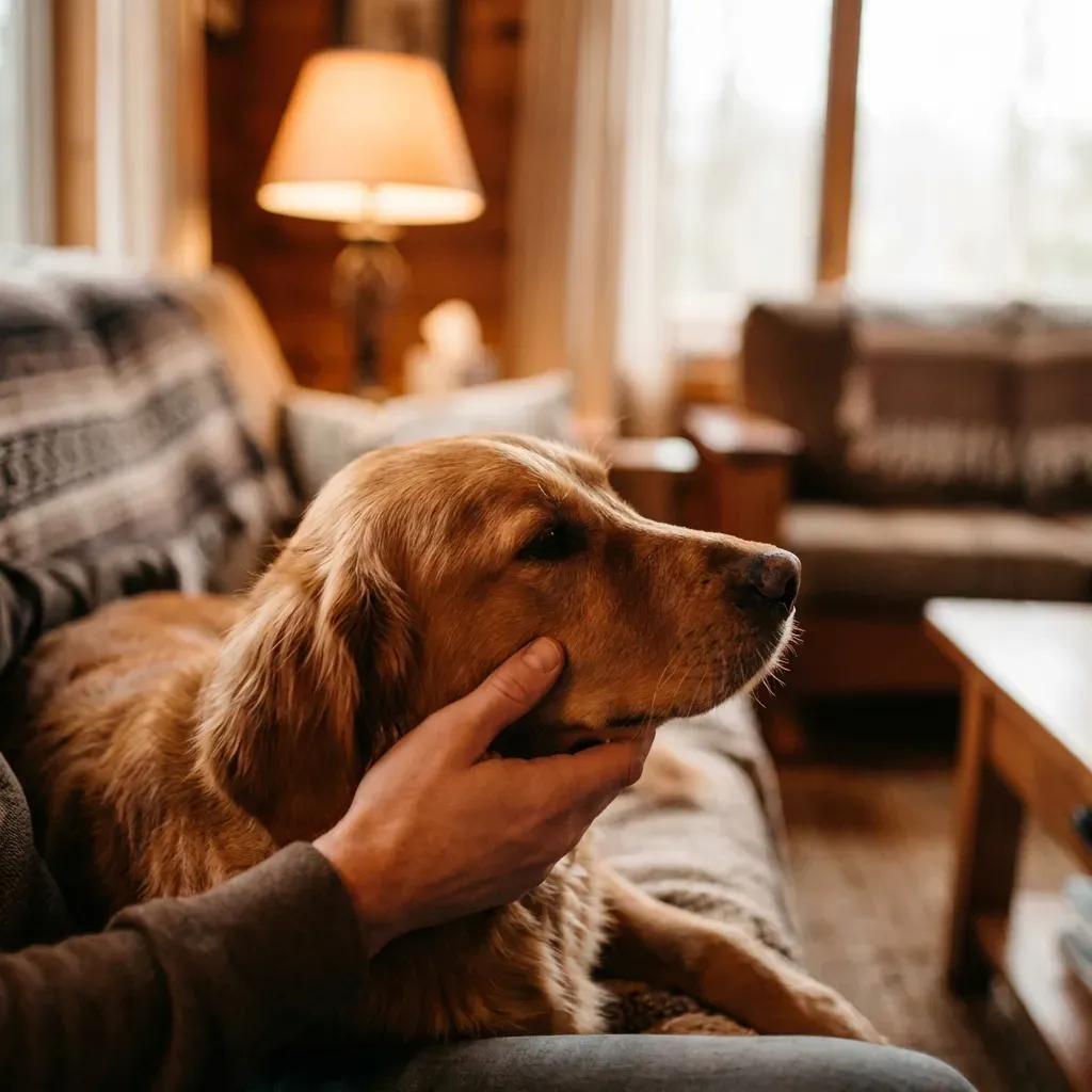 Dog in a living room